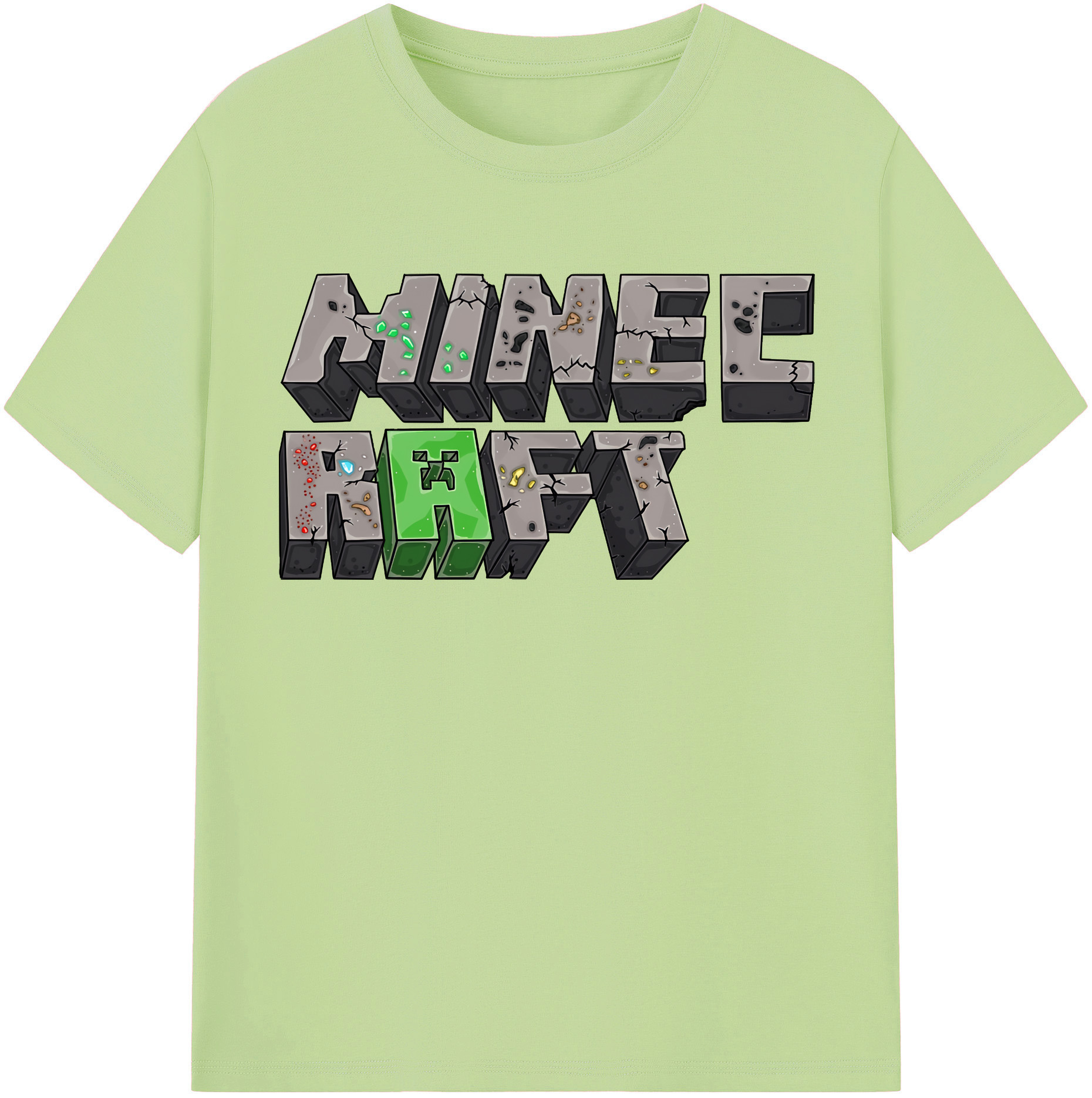 （画像用） マインクラフト ブロックの世界 Minecraft MC Block world 綿100％半袖Tシャツ（フロントプリント）